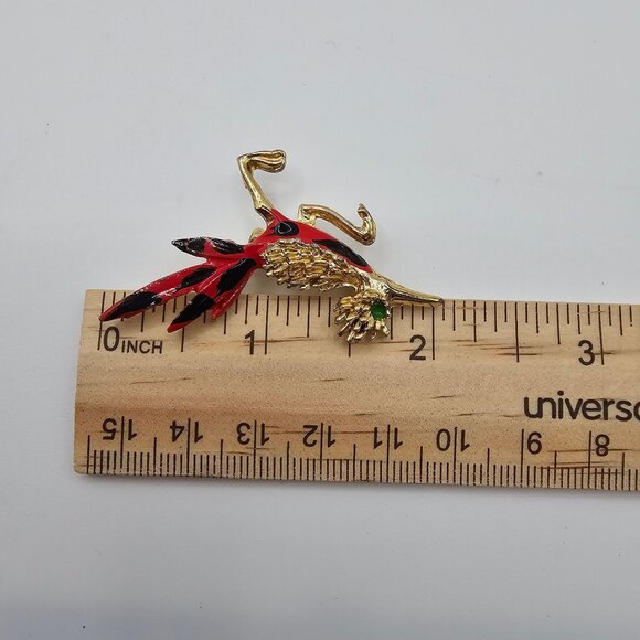 VTG Brooch Roadrunner Bird Enamel Painted Gold Tone Retro Fun Whimsy Cartoon Pin - Picture 9 of 10